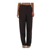 Msgm Wide Trousers Brown, Dam