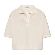 Moncler Polo shirt med logopatch Beige, Dam