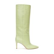 Paris Texas Knähög Stiletto Boot i Cocco Print Green, Dam