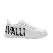 Just Cavalli Vita lädersneakers med logobokstäver White, Herr