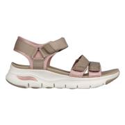 Skechers Flat Sandals Beige, Dam