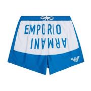 Emporio Armani Logo Print Badshorts - Blå Blue, Herr