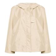 Fay Kort Parka med Rundad Nederkant Beige, Dam