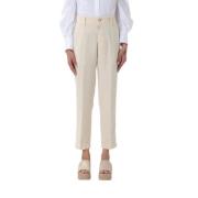 Pt01 Cropped Trousers Beige, Dam