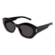 Saint Laurent Geometriska Acetat solglasögon Svart Blank Black, Dam