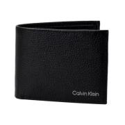 Calvin Klein Svart läderplånbok med innerfickor Black, Herr