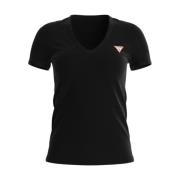 Guess Mini Triangle V-Hals T-Shirt för Kvinnor Black, Dam