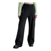 Calvin Klein Jeans Svarta byxor med dragkedja och fickor Black, Dam