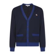 Maison Kitsuné Baby Fox Patch Cardigan Sweaters Blue, Herr