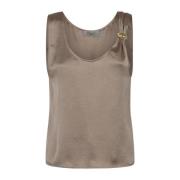 Blumarine Satin Goldring Top Brown, Dam