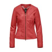 BomBoogie Leather Jackets Red, Dam