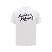 Maison Kitsuné Handwriting Kortärmad Vit T-shirt White, Herr