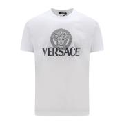 Versace Ikoniskt Tryck Jersey Bomull T-Shirt White, Herr