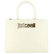 Just Cavalli Vit Rektangulär Handväska med Guld Accenter White, Dam