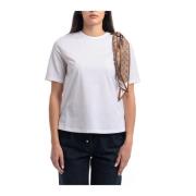 Herno Superfin Bomull Stretch T-shirt med Halsduk White, Dam