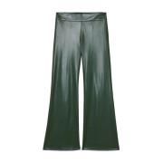 Patrizia Pepe Leather Trousers Green, Dam