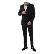 Paoloni Single Breasted Suits Black, Herr