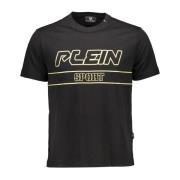 Plein Sport Svart Bomull T-Shirt med Tryck Black, Herr