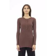 Alpha Studio Brun Crew-neck Sweater med Sidslitsar Brown, Herr