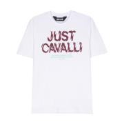Just Cavalli Vita Grafiska T-shirts och Polos White, Herr