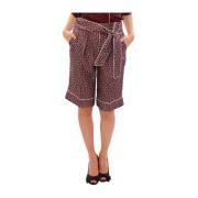 Dolce & Gabbana Lyxiga Siden Shorts - Bordeaux Röd Kimono-Inspirerad D...