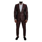 Dolce & Gabbana Slim Fit Bordeaux Suit Red, Herr