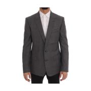 Dolce & Gabbana Grå Martini Slim Blazer i ull Gray, Herr