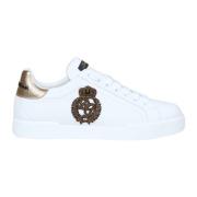 Dolce & Gabbana Vit/Guld Portofino Läder Sneakers White, Herr