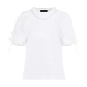 Simone Rocha Pärla Beaded Tulle Overlay T-Shirt i Vit/Pärla White, Dam