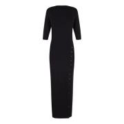 Cortana Kiiro, svart silkestickad klänning Black, Dam