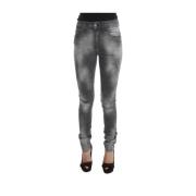 John Galliano Elegant Grå Slim Fit Designer Jeans Gray, Dam