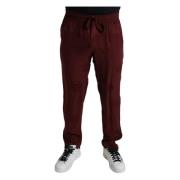 Dolce & Gabbana Maroon Crown Silke Pyjama Byxor Brown, Herr