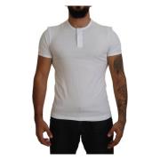 Dolce & Gabbana Vit Bomull Knapp Fram T-shirt White, Herr