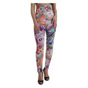 Dolce & Gabbana Blommig hög midja leggings byxor Multicolor, Dam