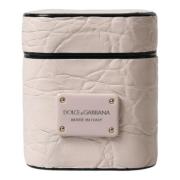 Dolce & Gabbana Ljusrosa Läder Airpods Fodral Pink, Unisex