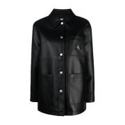 Calvin Klein Jeans Leather Jackets Black, Dam
