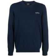 A.p.c. Round-neck Knitwear Blue, Herr