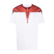 Marcelo Burlon Vit Röd Icon Wings T-shirt White, Herr