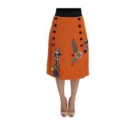 Dolce & Gabbana Orange Ull Kristall Paljett Applikation Kjol Orange, D...