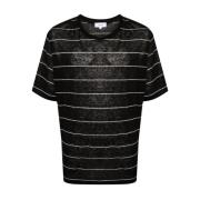 Lardini Svart Randig Crew Neck T-shirt Black, Herr