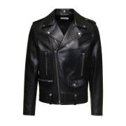 Saint Laurent Svart Klassisk Motorcykeljacka Kappa Black, Herr