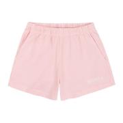 Sporty & Rich Logo Print Bomull Disco Shorts Pink, Dam