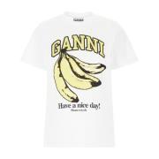 Ganni Stilren T-shirt för vardagsbruk White, Dam