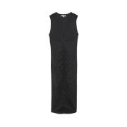 Patrizia Pepe Draperad Midi Klänning Black, Dam