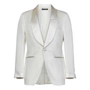 Tom Ford Ivory Honeycomb Viscose Suit White, Herr