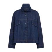 Co'Couture Denim Box Jacket med Flap Fickor Blue, Dam