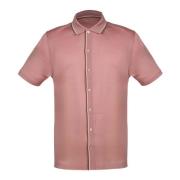 Gran Sasso Rosa Bowling Skjorta med Beige och Brun Kontrast Pink, Herr