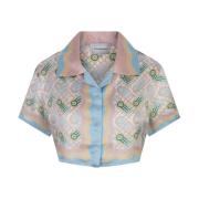 Casablanca Ping Pong Sidens Twill Kort Skjorta Multicolor, Dam