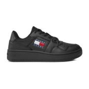 Tommy Jeans Retro Läder Lågtop Sneakers Black, Dam
