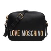 Love Moschino Logo Crossbody Väska med Rhinestones Black, Dam
